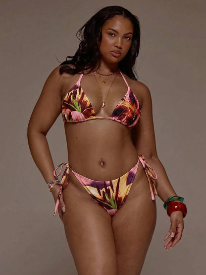 MUSERA Plus Size Ombre Print Tie Side Bikini Bottoms Only Spring Summer Cute Vacation Holiday Festival Ibiza Sexy