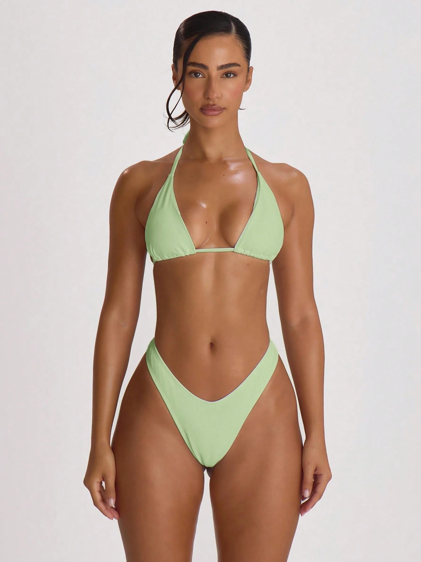 Musera Resort Triangle Halterneck Tie Bikini Top Swim Vacation Holiday Summer Travel Beachwear Basics Solid Colour Swimwear Resort Core