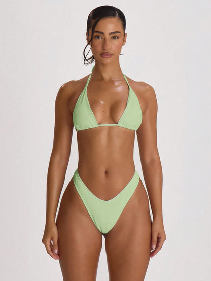 Musera Resort Triangle Halterneck Tie Bikini Top Swim Vacation Holiday Summer Travel Beachwear Basics Solid Colour Swimwear Resort Core