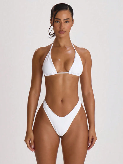 Musera Resort Triangle Halterneck Tie Bikini Top Swim Vacation Holiday Summer Travel Beachwear Basics Solid Colour Swimwear Resort Core