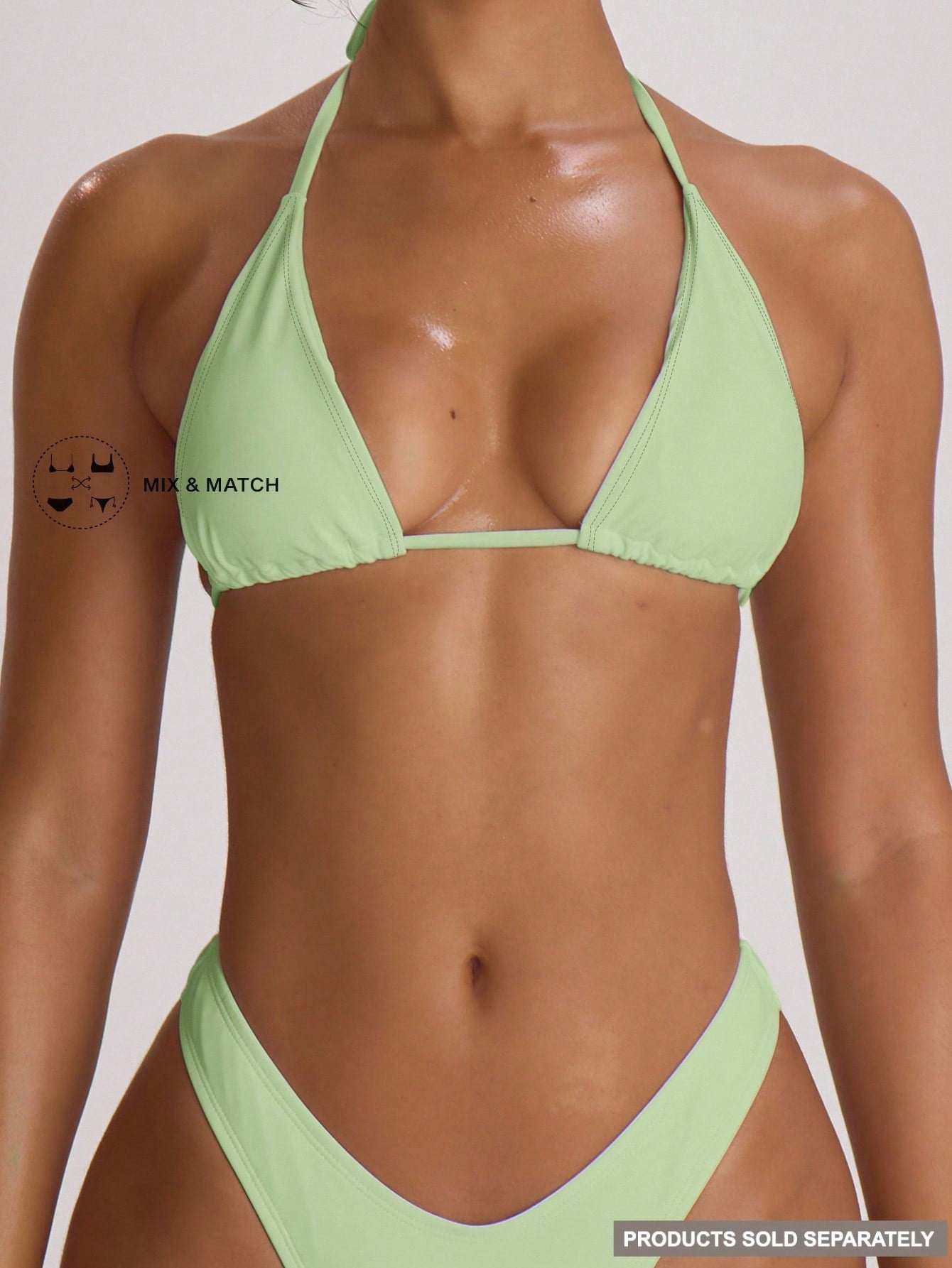 Musera Resort Triangle Halterneck Tie Bikini Top Swim Vacation Holiday Summer Travel Beachwear Basics Solid Colour Swimwear Resort Core