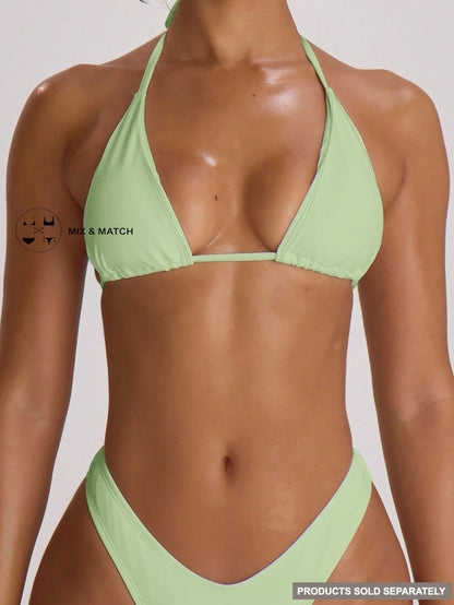 Musera Resort Triangle Halterneck Tie Bikini Top Swim Vacation Holiday Summer Travel Beachwear Basics Solid Colour Swimwear Resort Core