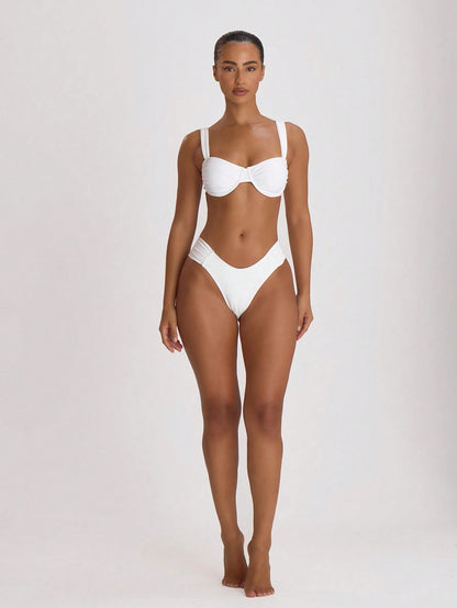 Musera Resort Underwire Thick Shoulder Ruched Cup Bikini Top Swim Vacation Holiday Summer Travel Beachwear Basics Hen Do Wedding Bridal Bachelorette Swimwear Solid Colour Resort Core