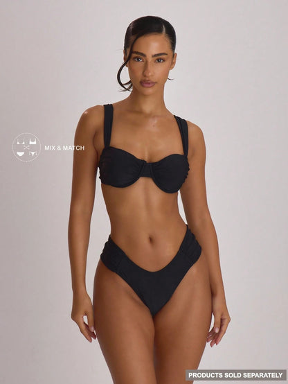 Musera Resort Underwire Thick Shoulder Ruched Cup Bikini Top Swim Vacation Holiday Summer Travel Beachwear Basics Hen Do Wedding Bridal Bachelorette Swimwear Solid Colour Resort Core