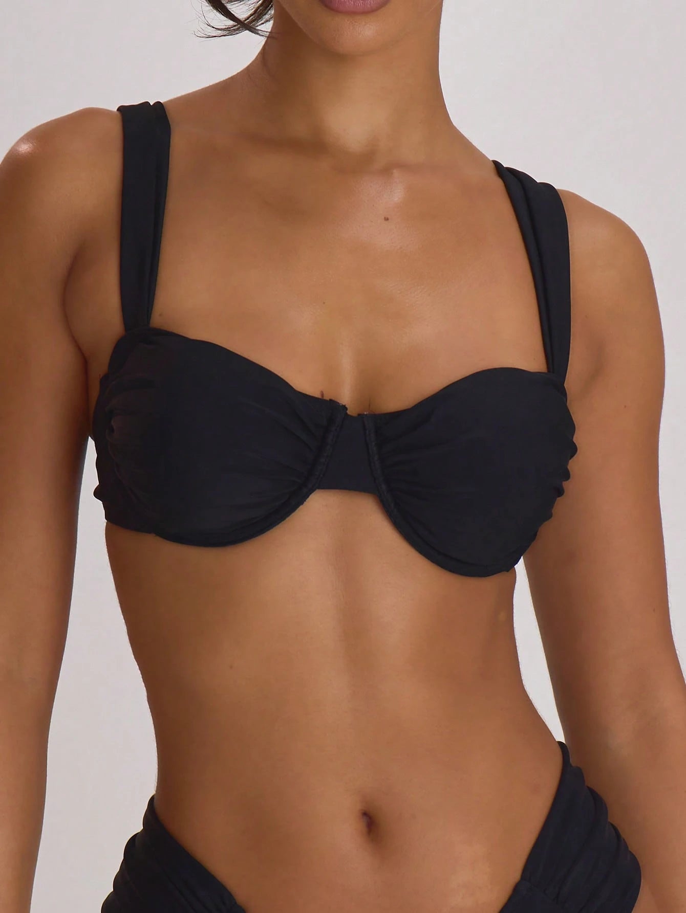 Musera Resort Underwire Thick Shoulder Ruched Cup Bikini Top Swim Vacation Holiday Summer Travel Beachwear Basics Hen Do Wedding Bridal Bachelorette Swimwear Solid Colour Resort Core