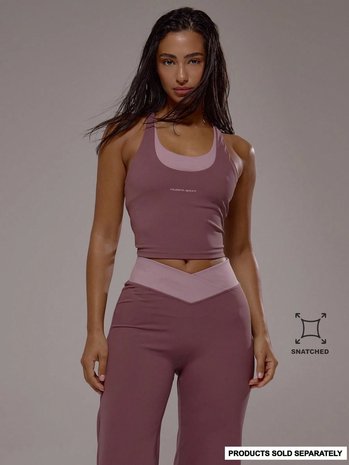 Musera Sport Cross Back Layered Active Top Only Sport Active Workout Gym Pilates Casual Quartz Spring Summer