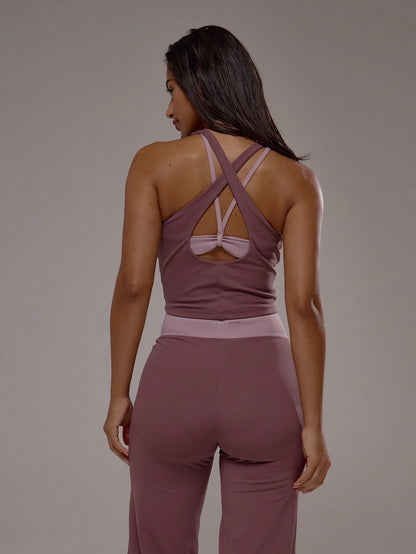 Musera Sport Cross Back Layered Active Top Only Sport Active Workout Gym Pilates Casual Quartz Spring Summer