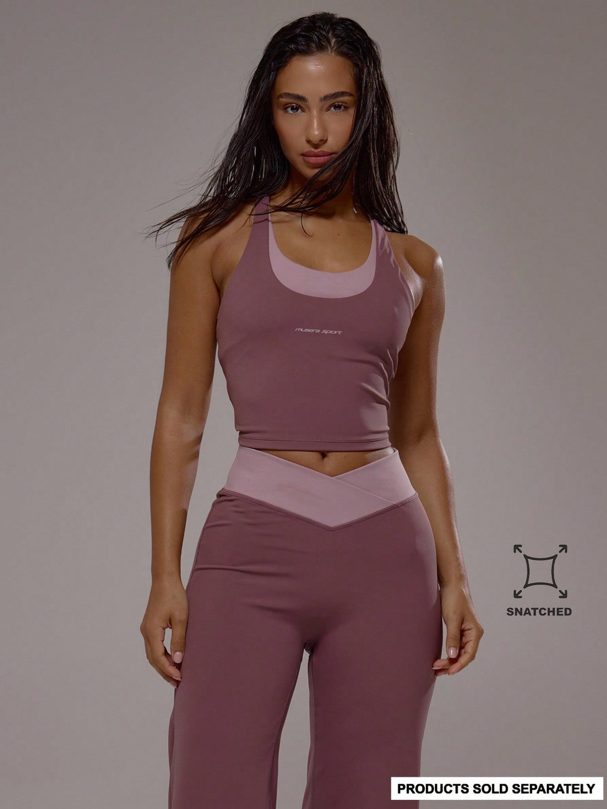 Musera Sport Cross Back Layered Active Top Only Sport Active Workout Gym Pilates Casual Quartz Spring Summer