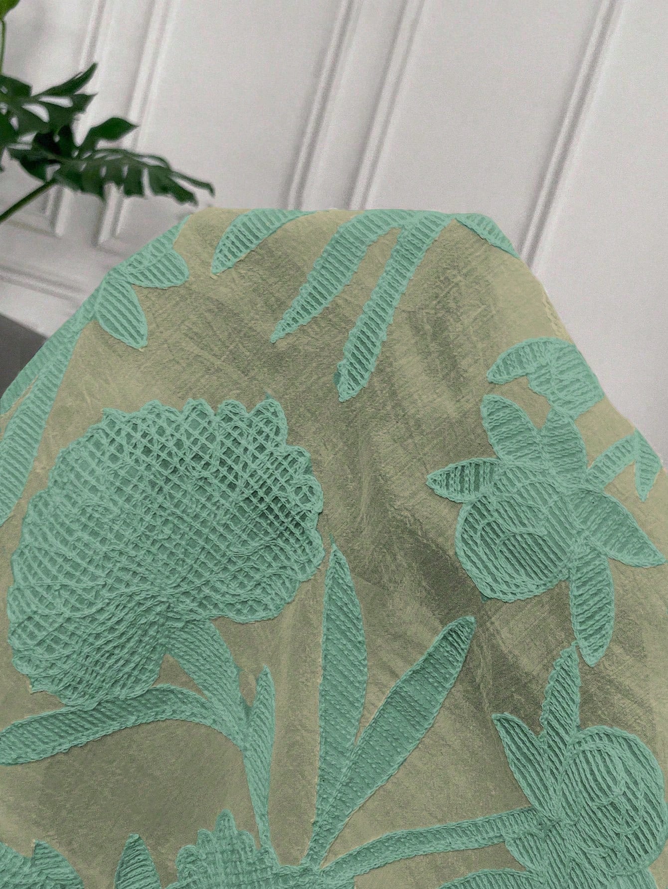 Muvela Women's Floral Jacquard Round Neck Cap Sleeve Single-Breasted Casual Shirt Summer Green Christmas Elegant