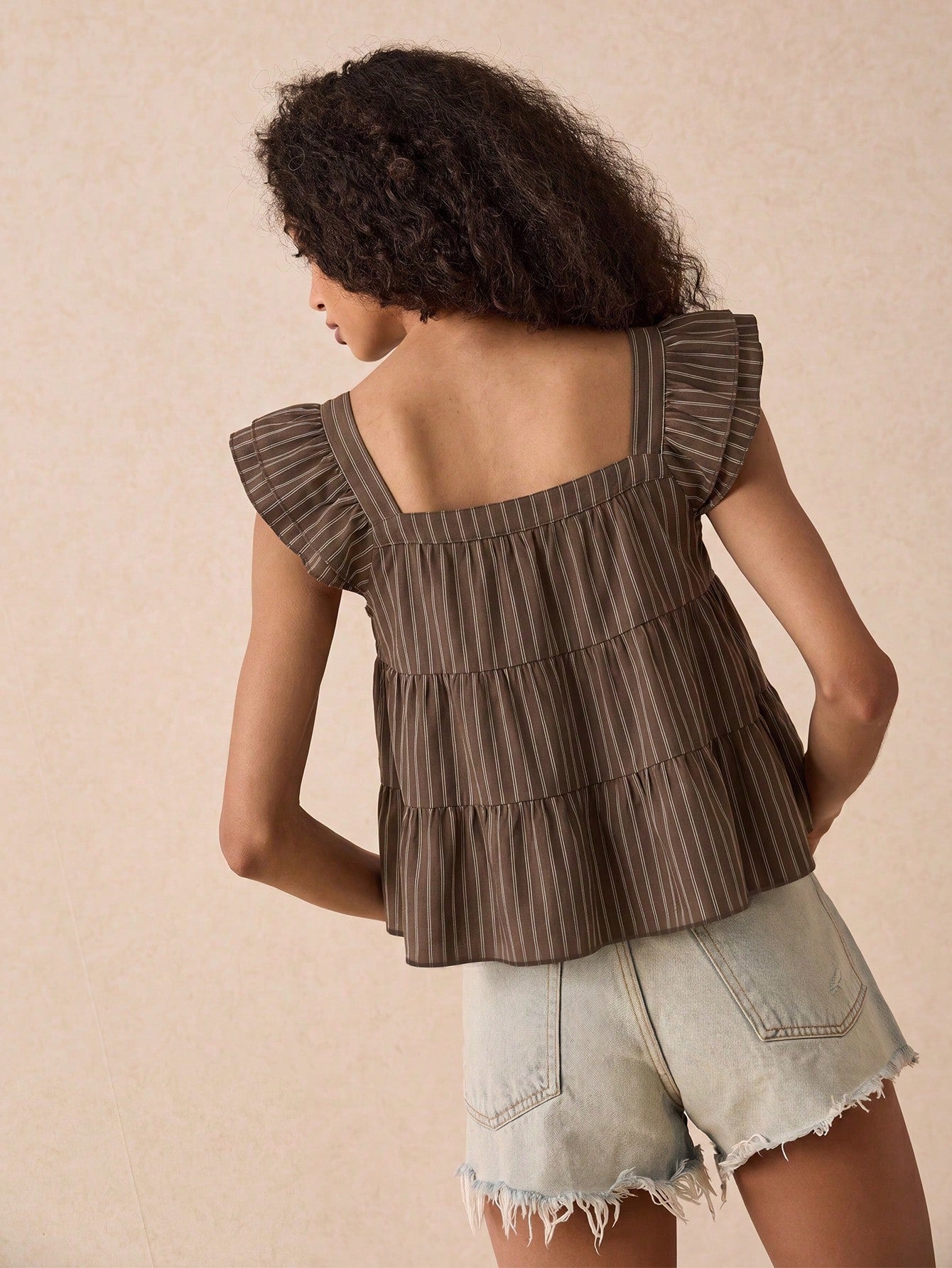 Muvela Women's Striped Pleated Casual Versatile Daily Wear Shirt Elegant