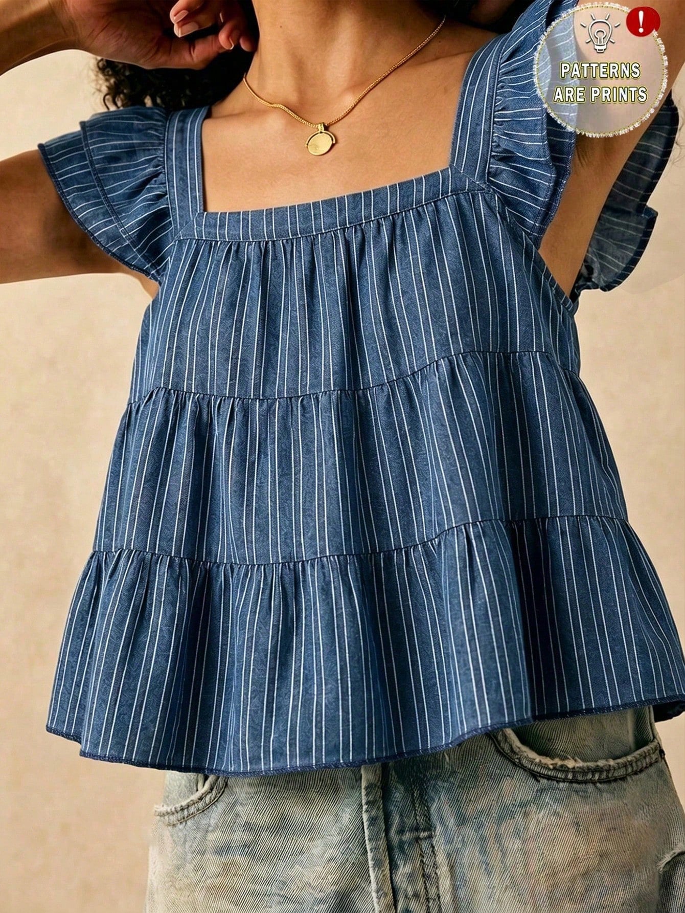 Muvela Women's Striped Pleated Casual Versatile Daily Wear Shirt Elegant