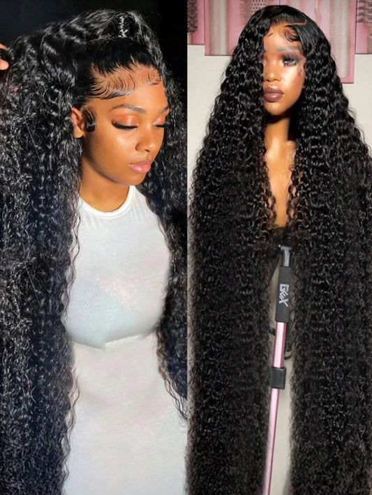 NARNI 32 34 Inch 13x6 HD Deep Wave Lace Front Wigs Human Hair 250% Density Wet And Wavy Human Hair Wig Brazilian Virgin Curly Human Hair Wig For Women Glueless Lace Frontal Wigs With Baby Hair Pre Plu