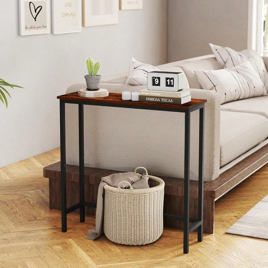 Narrow Entrance Hall Table Thin Sofa Table Suitable For Small Space, Entrance Hall Table Wooden Decorative Table, Side Table Suitable For Corridor, Bedroom, Living Room, Suitable For Holiday Placement