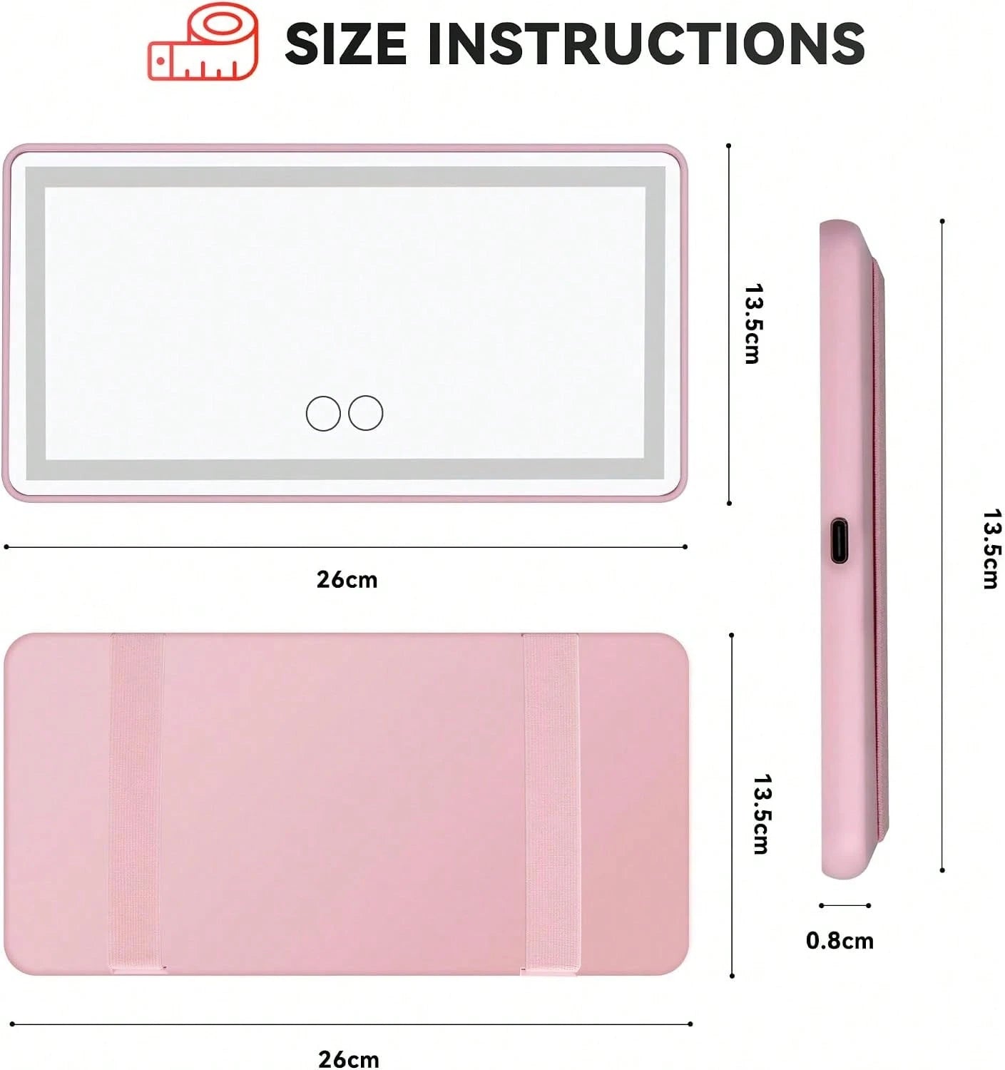 New 2026 Visor Mirror With Rechargeable LED Light, Car Vanity Mirror, Pink| 3 Light Modes & Dimmable Touch Screen, Sun Visor Vanity Mirror,Car Acessesories,Car Accessories Women,Car Decor,Car Essenti