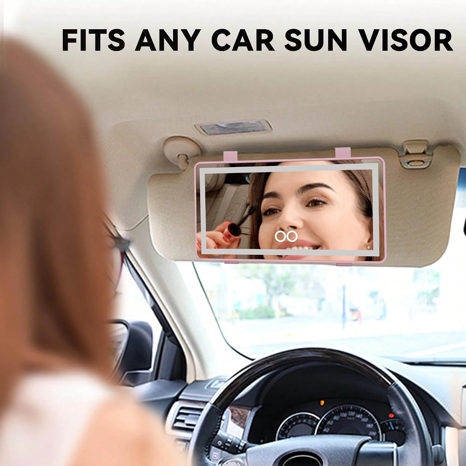 New 2026 Visor Mirror With Rechargeable LED Light, Car Vanity Mirror, Pink| 3 Light Modes & Dimmable Touch Screen, Sun Visor Vanity Mirror,Car Acessesories,Car Accessories Women,Car Decor,Car Essenti