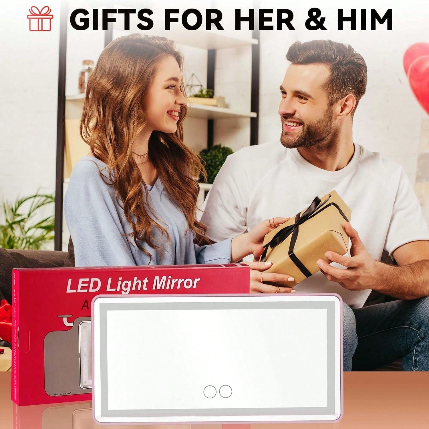 New 2026 Visor Mirror With Rechargeable LED Light, Car Vanity Mirror, Pink| 3 Light Modes & Dimmable Touch Screen, Sun Visor Vanity Mirror,Car Acessesories,Car Accessories Women,Car Decor,Car Essenti