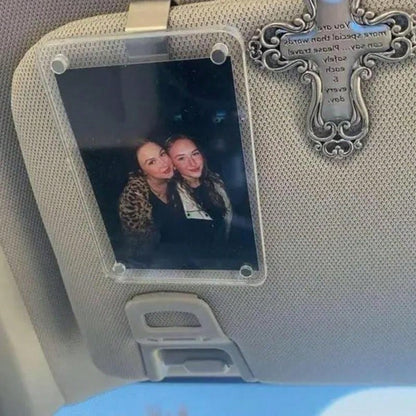 New 3.54in*2.36in Anti-Drop Anti-Shatter Car Sun Visor Magnetic Photo Frame Wavy Acrylic Fridge Magnet Transparent Magnetic Instant Camera Frame, Car Sun Visor Photo Frame Holder, Personalized DIY Car