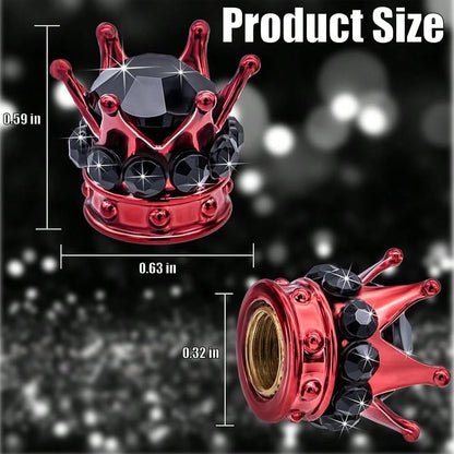 NEW- 4PCS Crown Bling Tire Stem Valve Caps, Crystal Diamond Tire Air Cap Set Universal Copper Core Stem Covers For Cars, SUV, Trucks, Bikes, Motorcycles, Bicycles (Black & Black)