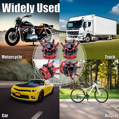 NEW- 4PCS Crown Bling Tire Stem Valve Caps, Crystal Diamond Tire Air Cap Set Universal Copper Core Stem Covers For Cars, SUV, Trucks, Bikes, Motorcycles, Bicycles (Black & Black)