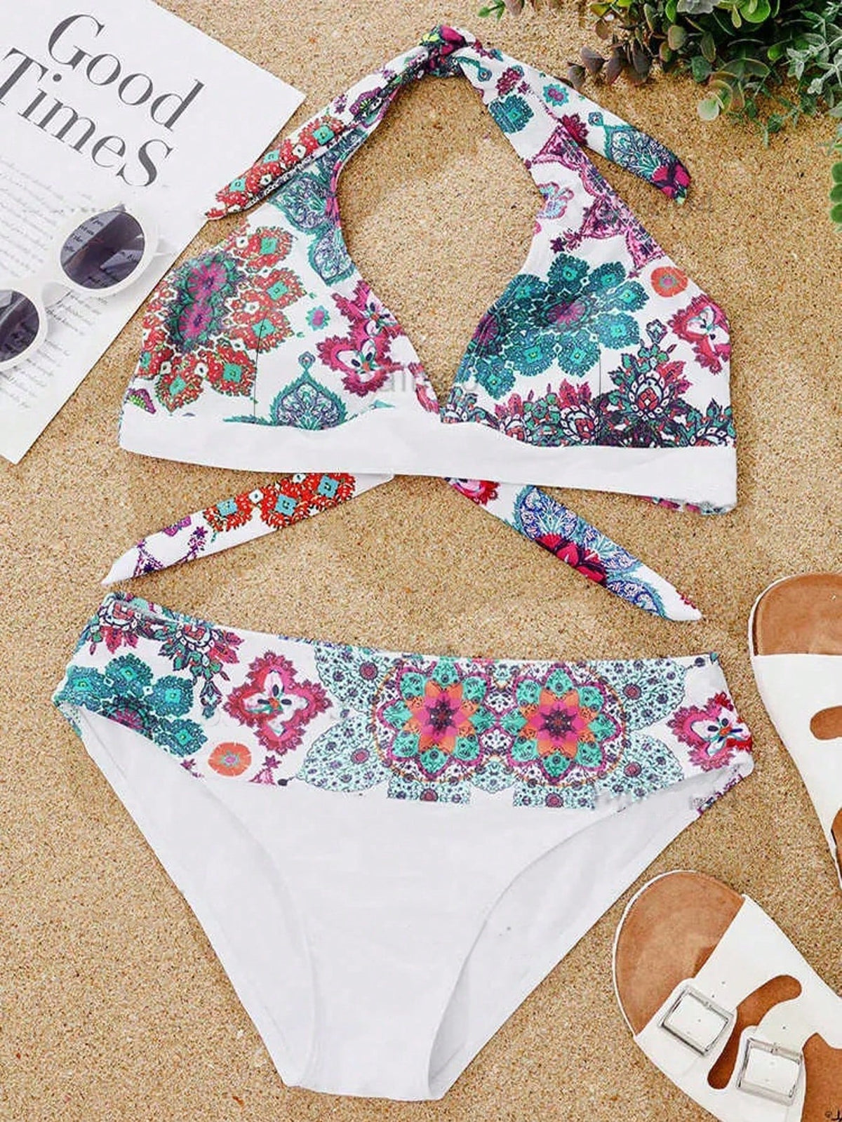 New European And American Style Macrame High Waist Hollow Out Bikini, Backless Design, Showcasing Feminine Charm Vacation Beach Summer