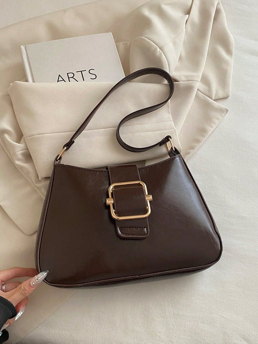 New Fashion Hardware Decorated Handbag, Suitable For Parties, Gatherings, Outings, Vacations, Shopping And Daily Use, Can Store Coins, Phones, Also Can Be Used As Work Bag For White-Collar, College St