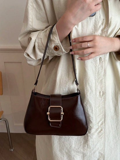 New Fashion Hardware Decorated Handbag, Suitable For Parties, Gatherings, Outings, Vacations, Shopping And Daily Use, Can Store Coins, Phones, Also Can Be Used As Work Bag For White-Collar, College St