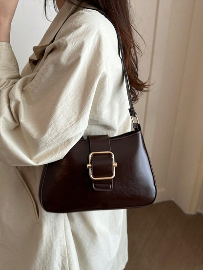 New Fashion Hardware Decorated Handbag, Suitable For Parties, Gatherings, Outings, Vacations, Shopping And Daily Use, Can Store Coins, Phones, Also Can Be Used As Work Bag For White-Collar, College St