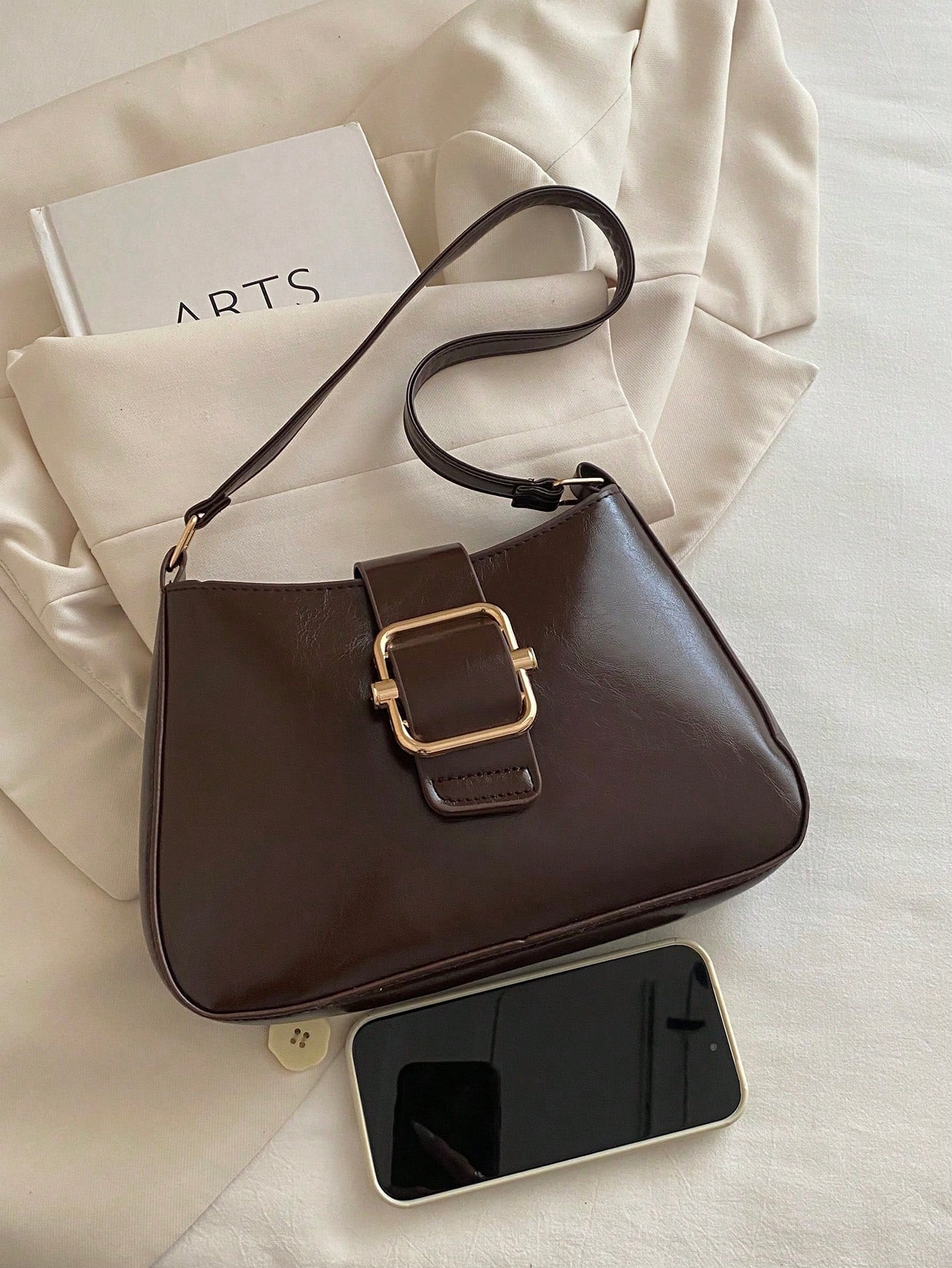 New Fashion Hardware Decorated Handbag, Suitable For Parties, Gatherings, Outings, Vacations, Shopping And Daily Use, Can Store Coins, Phones, Also Can Be Used As Work Bag For White-Collar, College St