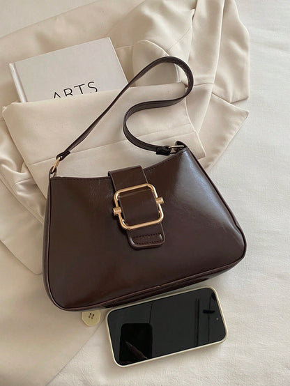 New Fashion Hardware Decorated Handbag, Suitable For Parties, Gatherings, Outings, Vacations, Shopping And Daily Use, Can Store Coins, Phones, Also Can Be Used As Work Bag For White-Collar, College St