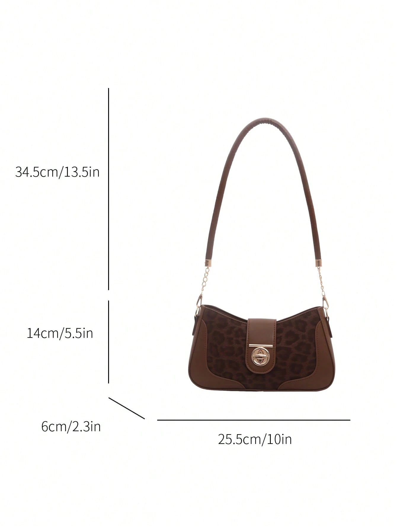 New Fashion Leopard Print Metal Decor Handbag & Shoulder Bag, Suitable For Parties, Gatherings, Outings, Vacations, Shopping And Daily Use, Can Store Coins, Phone, Also Suitable As Work Bag For White