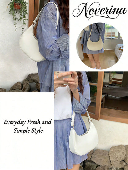 New Fashionable And Simple Crescent-Shaped Bright Surface Shoulder Bag, With A Distinctive Texture And Classic Look That's For Daily And Commuting Use