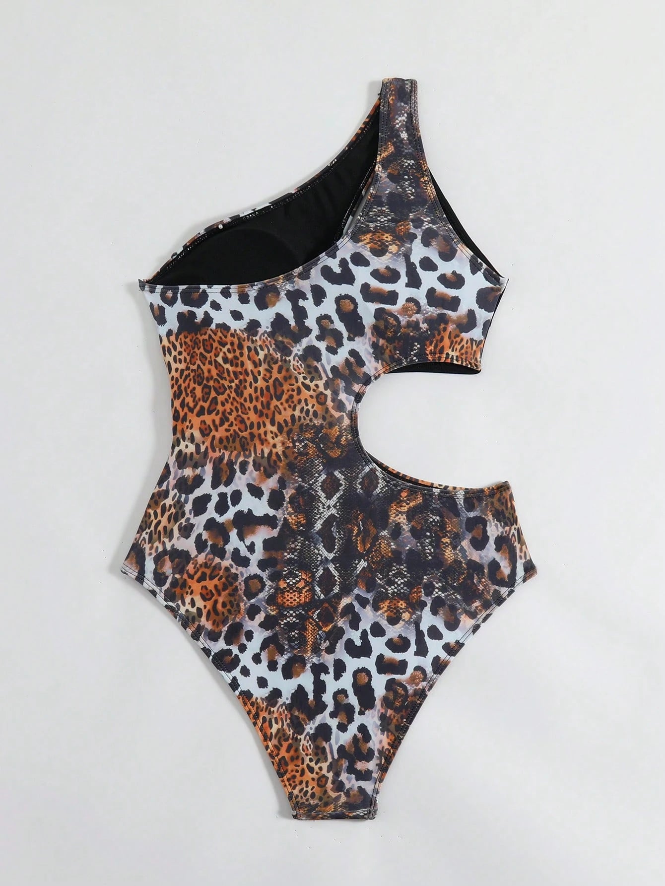 New Leopard Print Patchwork Criss-Cross Strap One-Piece Swimsuit, Fashionable Sexy Casual For Beach & Pool Party Vacation Black Summer
