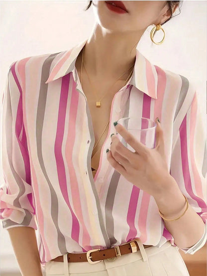 New Loose Fit Long Sleeve Women Blouse Solid Color Shirt Casual Spring