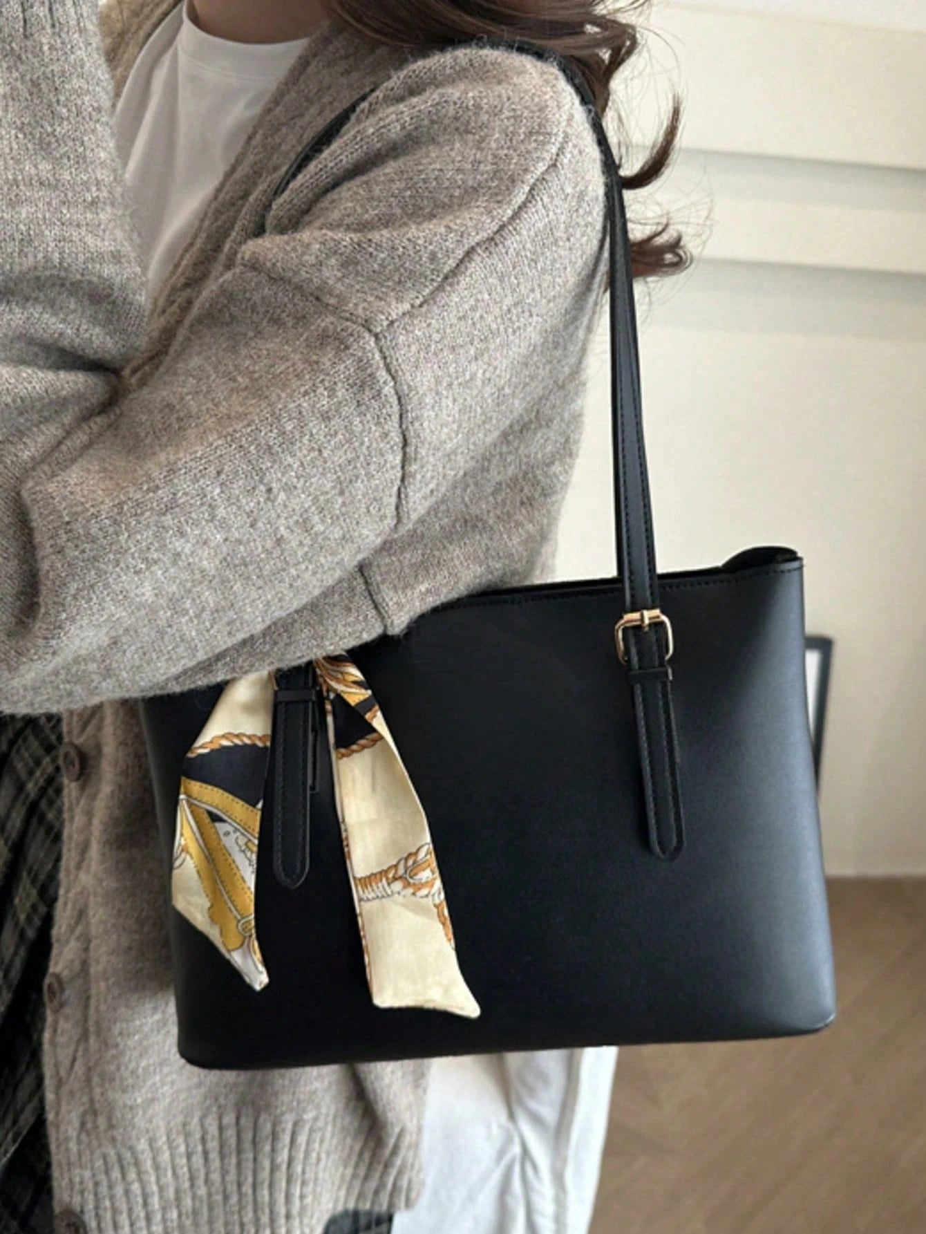 New Luxury Solid Color High-End Versatile Women Shoulder Tote Bag,Business Professional Women
