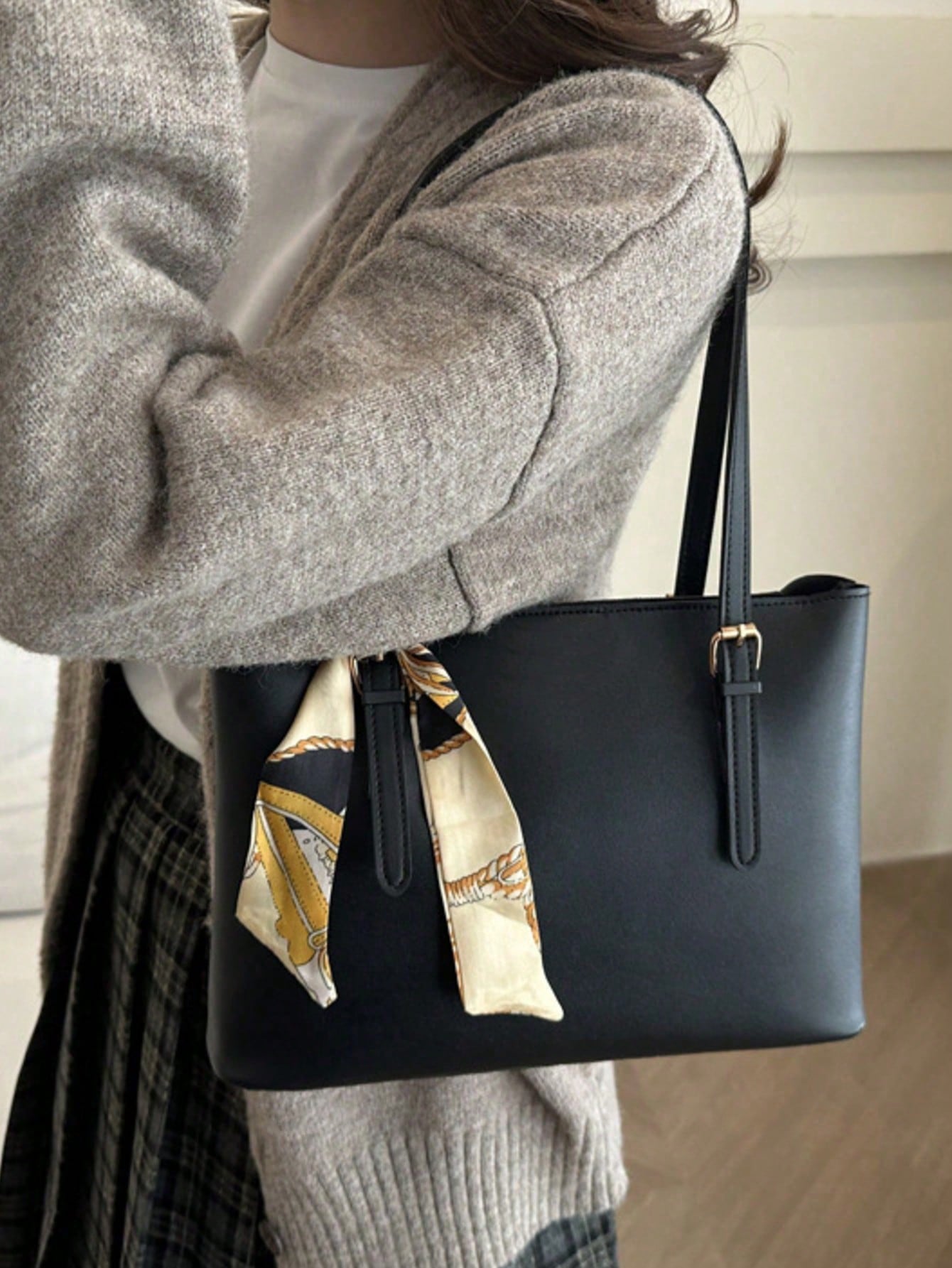 New Luxury Solid Color High-End Versatile Women Shoulder Tote Bag,Business Professional Women
