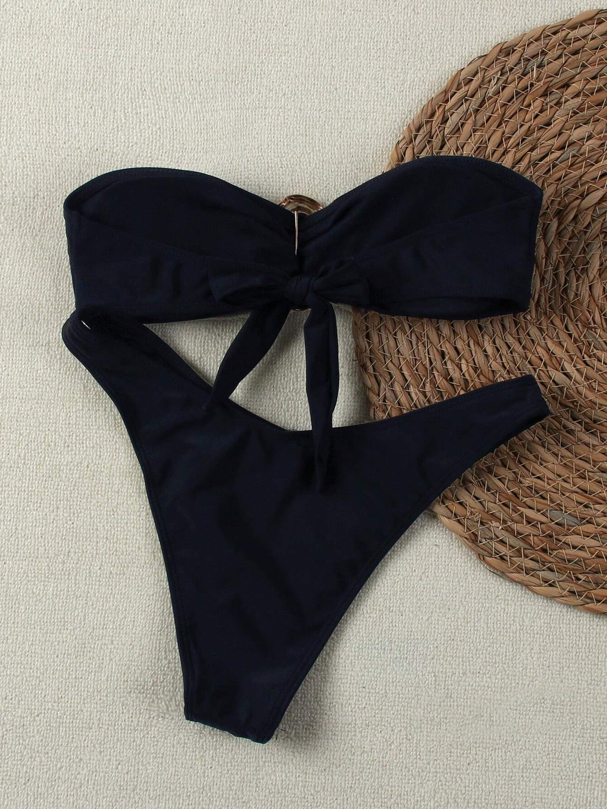 New Strapless Black Bikini Set, Sexy Elegant Beach Holiday Party Date Swimwear Pink Vacation Summer