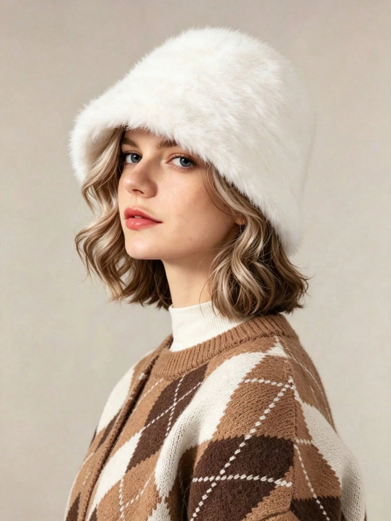 New Women's Autumn/Winter Versatile Mink Fur Bucket Hat, Solid Color Minimalist Fashion Outdoor Warm Ear Protection Cold-Proof Bell-Shaped Bucket Hat