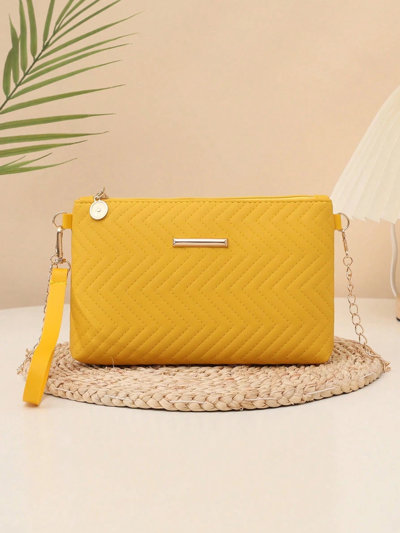 New Women's Handbag, Classic Versatile Shoulder Bag, Fashionable Compact Square Crossbody Bag, Mini PU Embossed Minimalist Solid Color Clutch Shoulder Chain Bag, Chic & Elegant