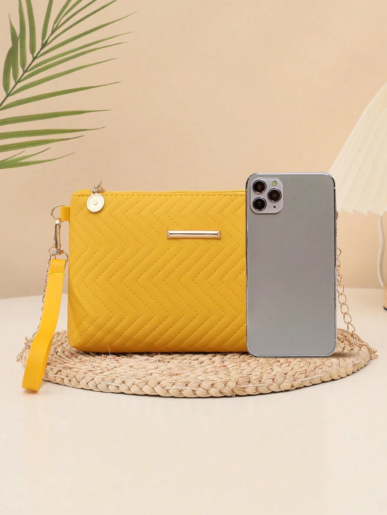 New Women's Handbag, Classic Versatile Shoulder Bag, Fashionable Compact Square Crossbody Bag, Mini PU Embossed Minimalist Solid Color Clutch Shoulder Chain Bag, Chic & Elegant