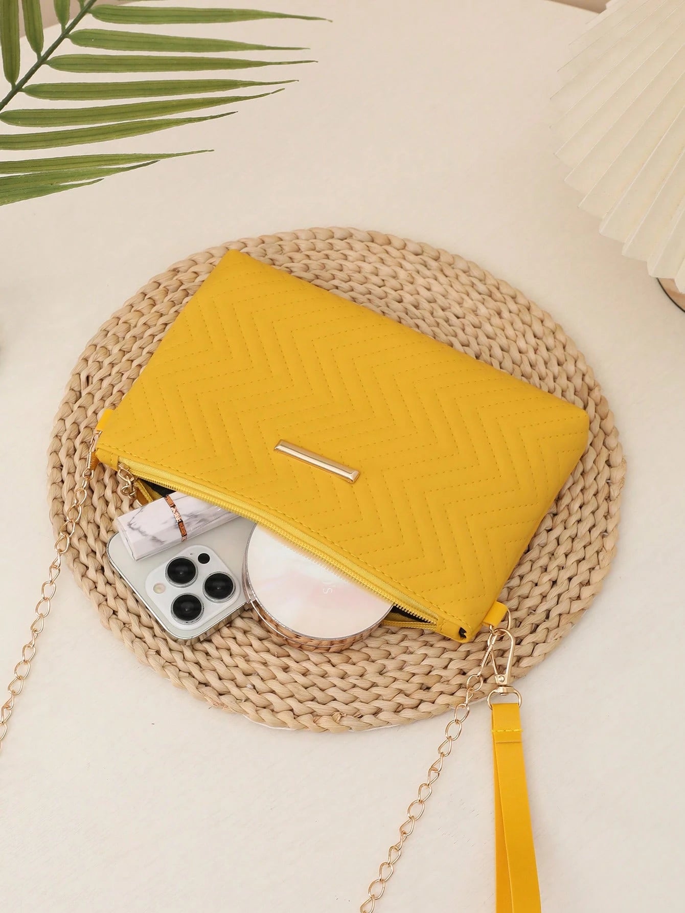 New Women's Handbag, Classic Versatile Shoulder Bag, Fashionable Compact Square Crossbody Bag, Mini PU Embossed Minimalist Solid Color Clutch Shoulder Chain Bag, Chic & Elegant
