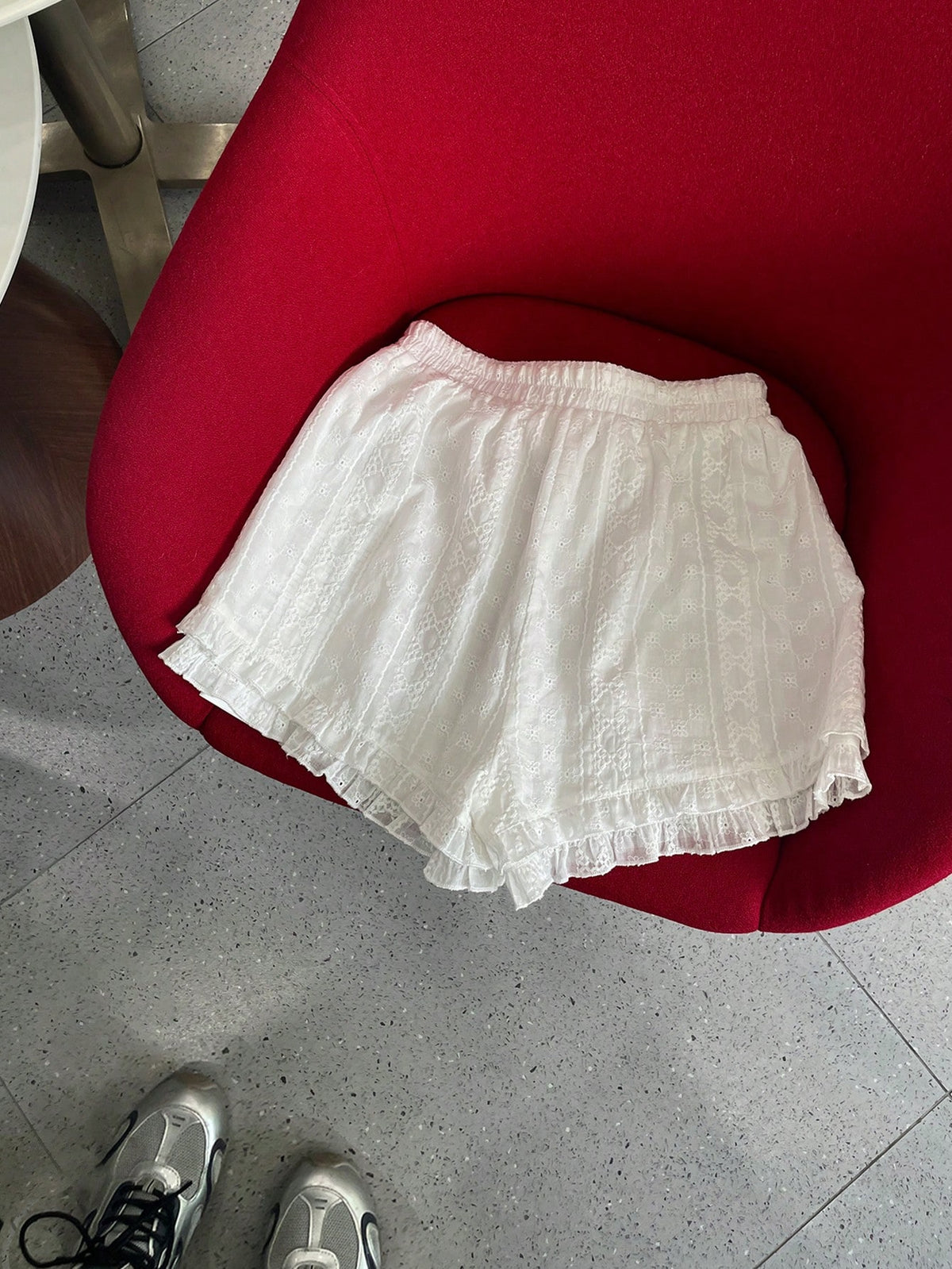 New Women's Layered Ruffled Lace Elegant Casual Versatile Tie-Up Shorts, Suitable For Daily Wear White Summer, Aesthetic