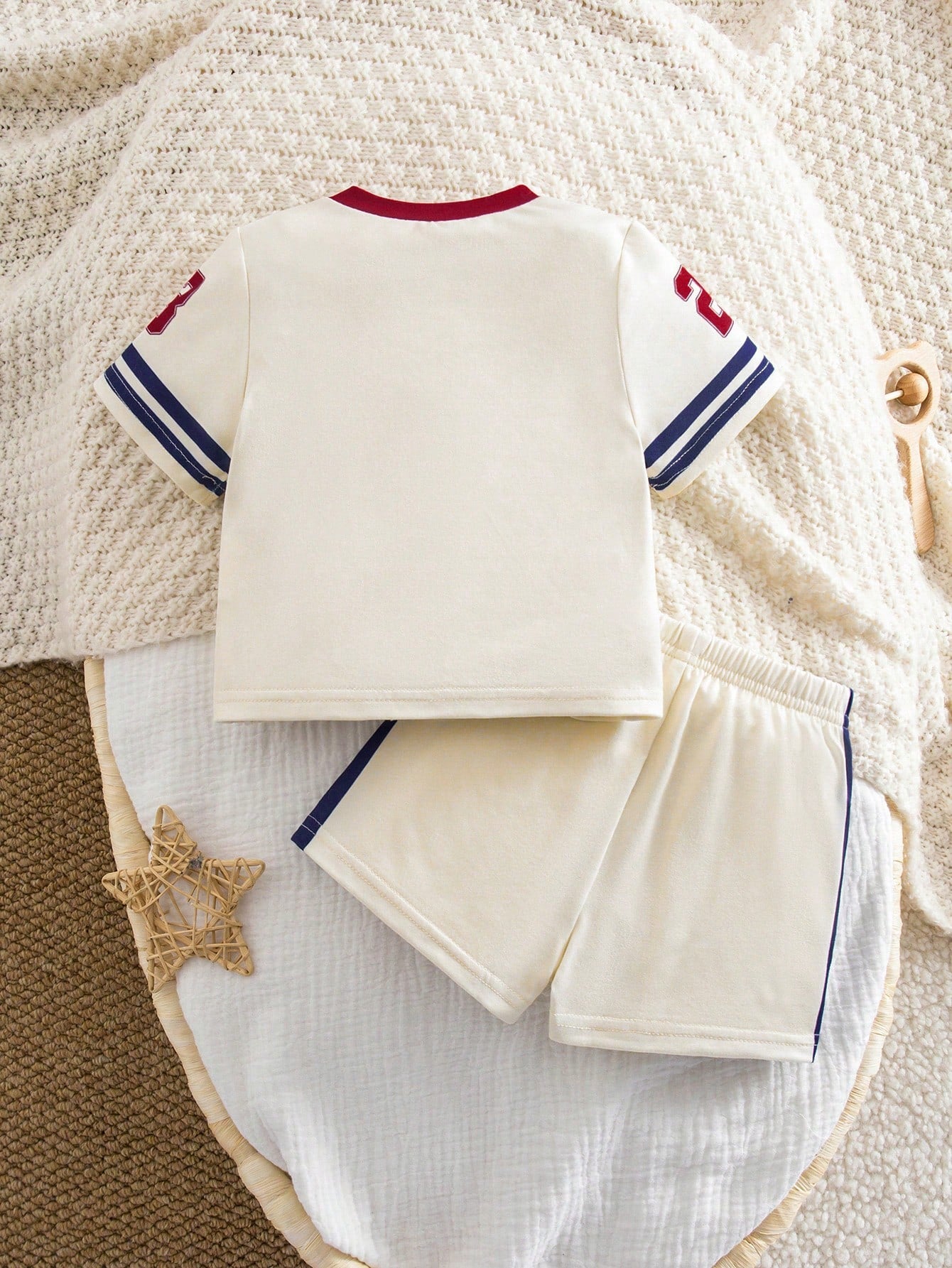 Newborn Baby Boy Clothes Off-White Summer Casual Vacation Sports Letter Print Short Sleeve T-Shirt And Shorts Set,Basketball Football Baseball Outfit