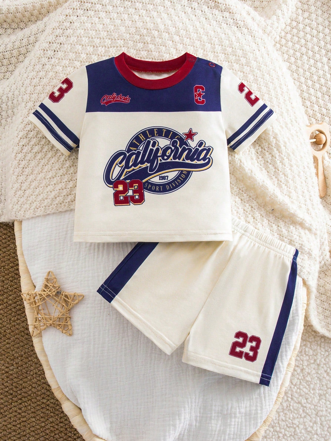 Newborn Baby Boy Clothes Off-White Summer Casual Vacation Sports Letter Print Short Sleeve T-Shirt And Shorts Set,Basketball Football Baseball Outfit