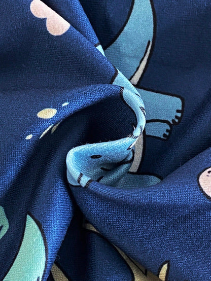 Newborn Baby Cartoon Dinosaur Print Long Sleeve Jumpsuit Pajama With Matching Sleep Hat