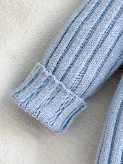 Newborn Baby Cute Autumn/Winter Versatile Knit Minimalist Romper Crawl Suit Footies Hat Set