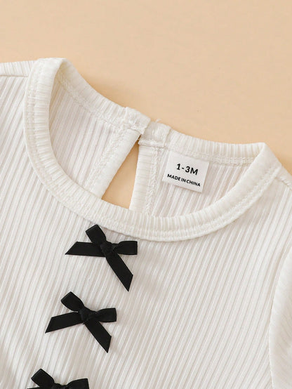 Newborn Baby Girl Dress,Summer Cute Princess-Style Short-Sleeved Bow Tie Knitted Dotted Fabric Flowing Skirt For Milestone Gift,Daily Wear Dress