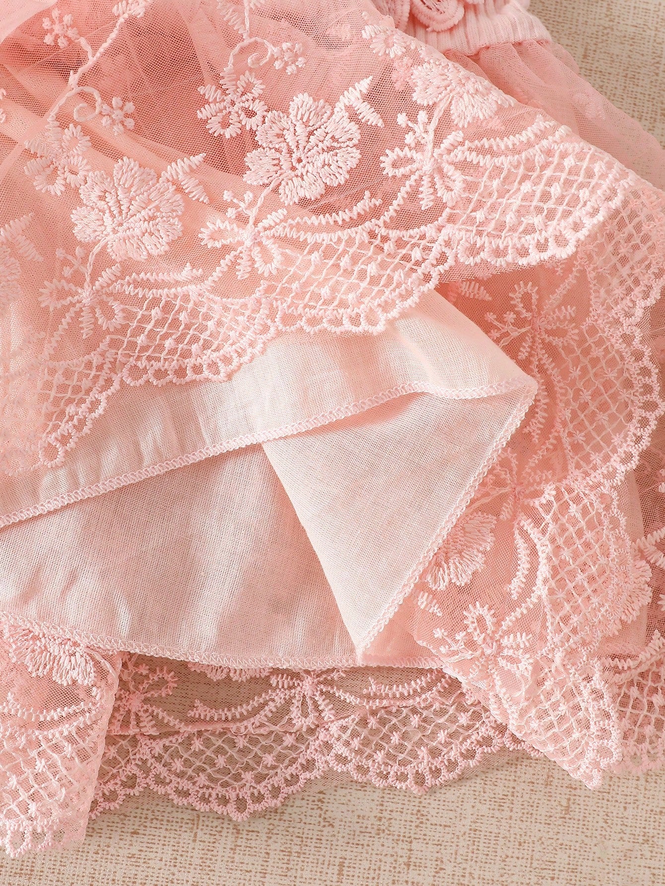 Newborn Baby Girl Dusty Pink Summer Cute Wedding Guest Mesh Sleeveless Dress With Headband Set 3D Embroidered Bow Ribbed Trim Elegant Outdoor Outfit