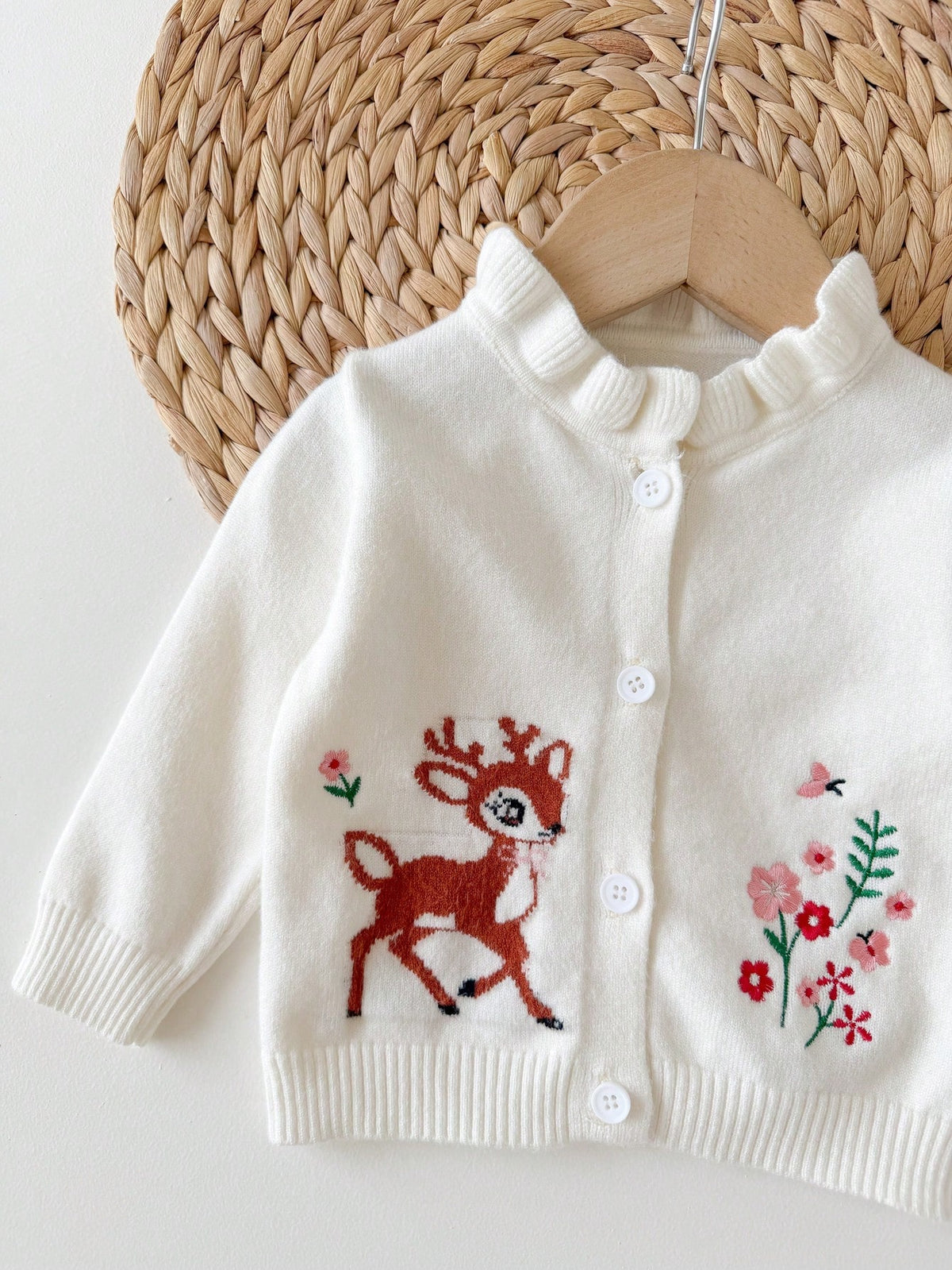 Newborn Baby Girl Loose Casual Minimalist Comfortable Deer Pattern Cardigan Baby Knitwear Autumn Sweater