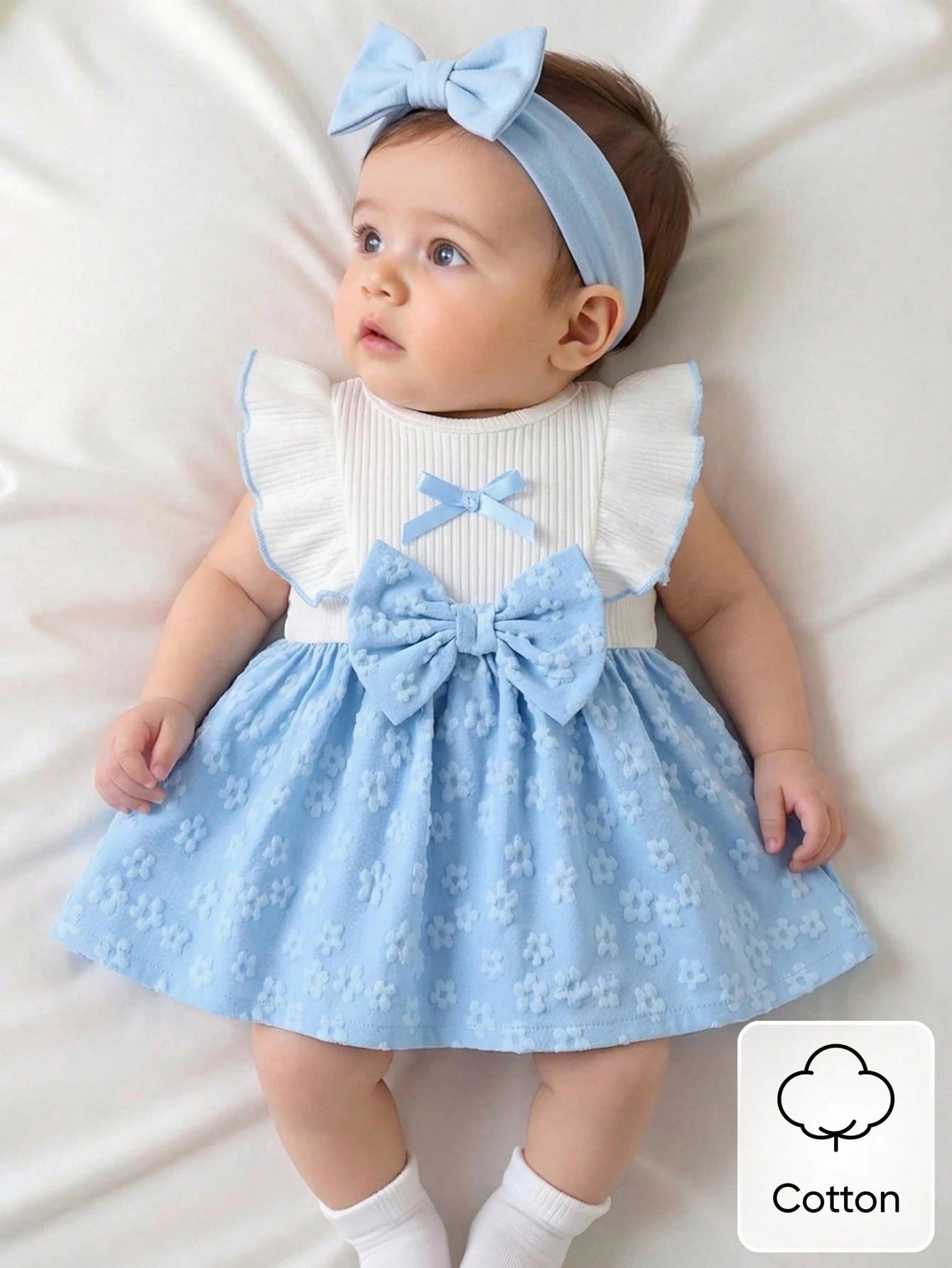 Newborn Baby Girl White Sleeveless Lace Collar Patchwork Pink Bow Dress New Elegant Retro Cute Fabric Comfortable