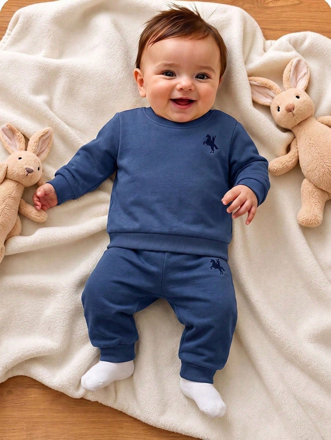 Newborn Baby Knight Pattern Long Sleeve Top And Pants Casual Daily Outfit Set